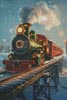 (image for) Christmas Train at Night (Large) - Cross Stitch Chart @