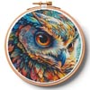 Colourful Abstract Owl Hoop (Extra Large) - Cross Stitch Chart @ (image for) Colourful Abstract Owl Hoop (Extra Large) - Cross Stitch Chart @