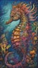 Colourful Abstract Seahorse (Large) - Cross Stitch Chart @ (image for) Colourful Abstract Seahorse (Large) - Cross Stitch Chart @