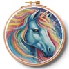 (image for) Cute Rainbow Unicorn 2 Hoop (Large) - Cross Stitch Chart @