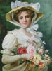 (image for) Elegant Lady with a Bouquet of Roses - Cross Stitch Chart