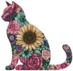 (image for) Floral Cat 2 (Large) - Cross Stitch Chart @