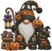Halloween Gnome and Kitten - Cross Stitch Chart @ (image for) Halloween Gnome and Kitten - Cross Stitch Chart @