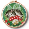 (image for) Kitten Fairy on Mushroom Hoop (Large) - Cross Stitch Chart