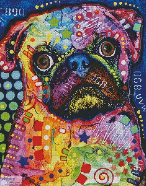 (image for) Abstract Pug - Cross Stitch Chart
