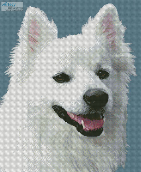 (image for) American Eskimo Dog 3 - Cross Stitch Chart