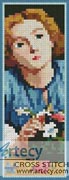 (image for) A young Girl arranging a Bouquet Bookmark - Cross Stitch Chart
