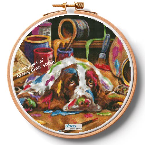 (image for) Artistic Dog Hoop (Large) - Cross Stitch Chart