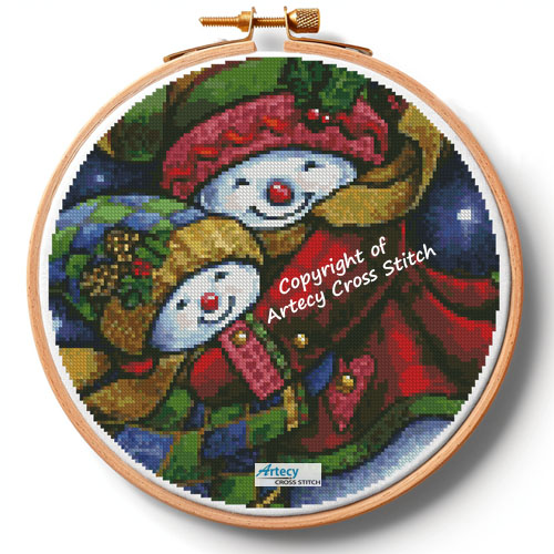 (image for) A Winter Hug Hoop (Large) - Cross Stitch Chart