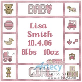 (image for) Baby Girl Sampler - Cross Stitch Chart