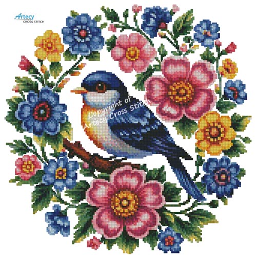 (image for) Bird and Flowers 2 - Cross Stitch Chart @