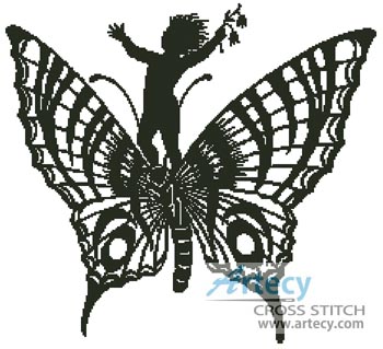 (image for) Boy Riding Butterfly - Cross Stitch Chart