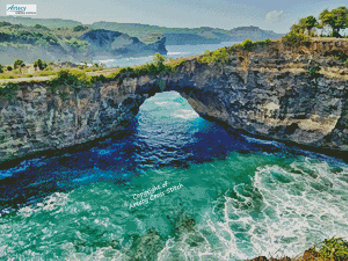 (image for) Broken Beach, Bali (Facebook Group) - Cross Stitch Chart