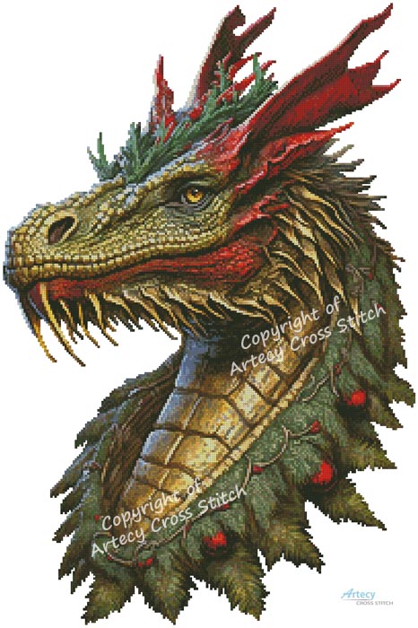 (image for) Christmas Dragon - Cross Stitch Chart @