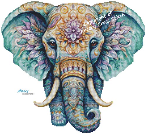 (image for) Elephant Mandala 1 - Cross Stitch Chart @
