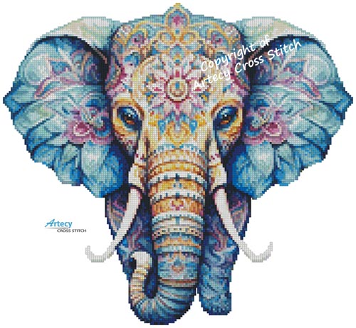 (image for) Elephant Mandala 2 - Cross Stitch Chart @