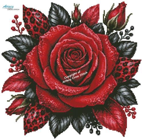 (image for) Fancy Rose - Cross Stitch Chart @