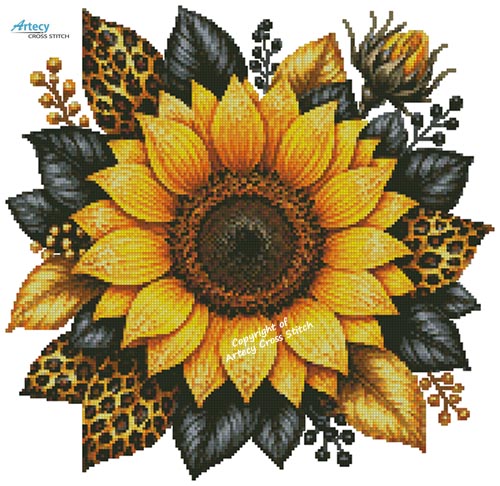 (image for) Fancy Sunflower - Cross Stitch Chart @