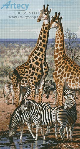 (image for) Giraffe and Zebra - Cross Stitch Chart