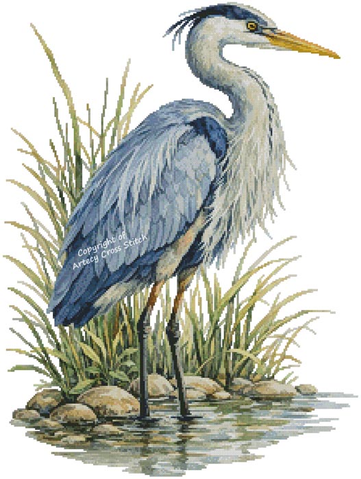 (image for) Great Blue Heron - Cross Stitch Chart @