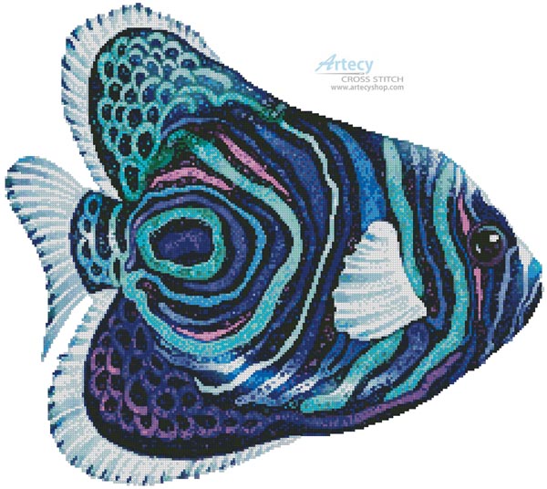 (image for) Green Blue Purple Fish - Cross Stitch Chart