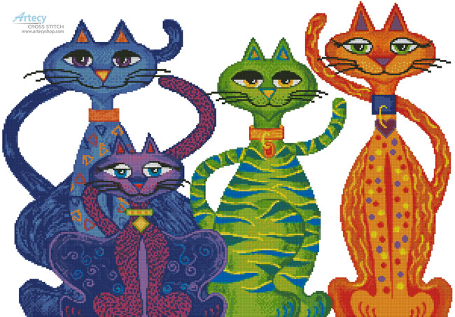 (image for) High Street Cats - Cross Stitch Chart