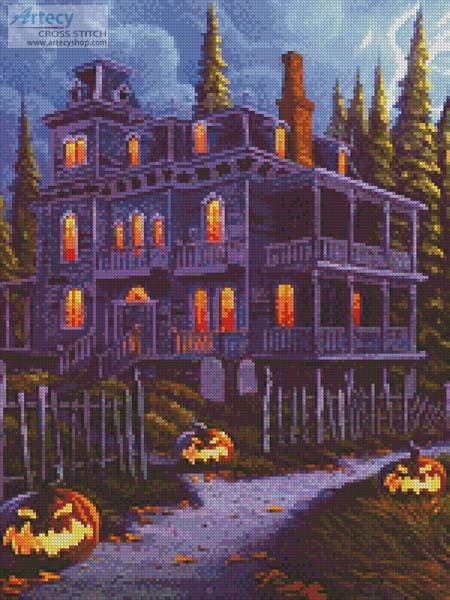 (image for) Jack-o-Lantern Lane (Crop 1) - Cross Stitch Chart