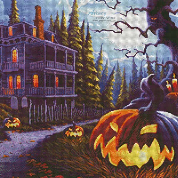 (image for) Jack-o-Lantern Lane (Crop 2) - Cross Stitch Chart