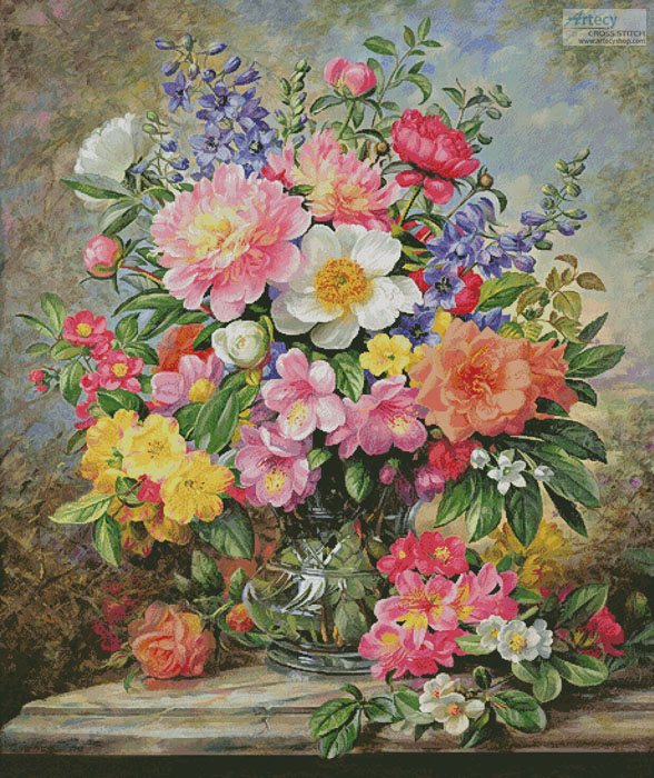 (image for) June Flowers in Radiance (Large) - Cross Stitch Chart