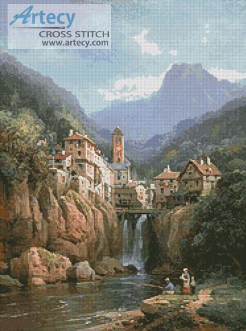 (image for) Vue de Kanderstein, Tyrol - Cross Stitch Chart