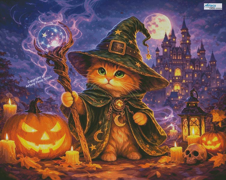 (image for) Kitten Wizard (Large) - Cross Stitch Chart @