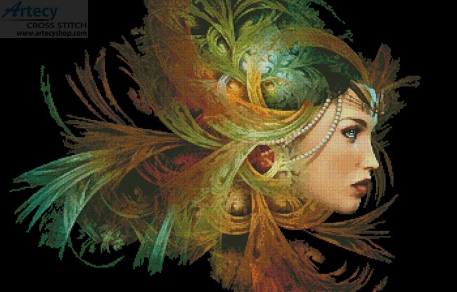 (image for) Lady with Elegant Headdress - Cross Stitch Chart