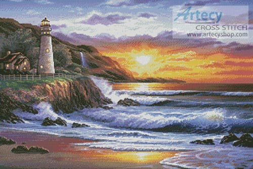 (image for) Lighthouse at Sunset - Cross Stitch Chart