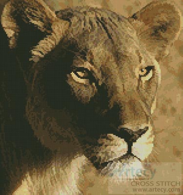 (image for) Lioness Close Up - Cross Stitch Chart