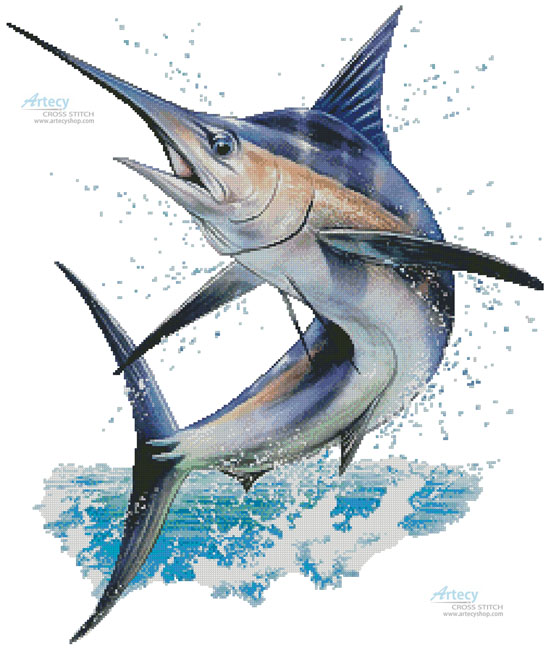(image for) Marlin Painting - Cross Stitch Chart