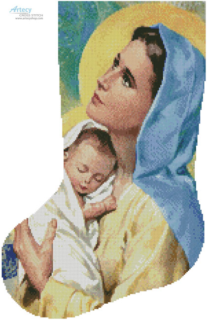 (image for) Mary and Baby Jesus Stocking (Left) - Cross Stitch Chart