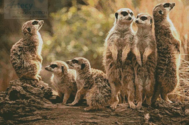 (image for) Meerkat Family - Cross Stitch Chart