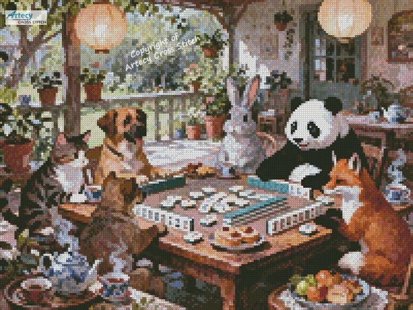 (image for) Mini A Friendly Game of Mahjong - Cross Stitch Chart @