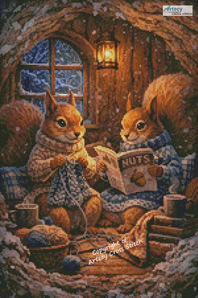 (image for) Mini A Cozy Night for Squirrels - Cross Stitch Chart @