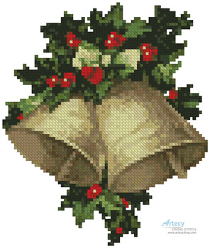 (image for) Mini Bells and Holly - Cross Stitch Chart