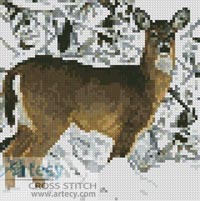 (image for) Mini Deer in Snow - Cross Stitch Chart