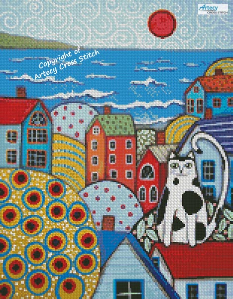 (image for) Mini Seaside Cat - Cross Stitch Chart