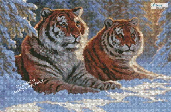 (image for) Mini Tigers at Rest - Cross Stitch Chart