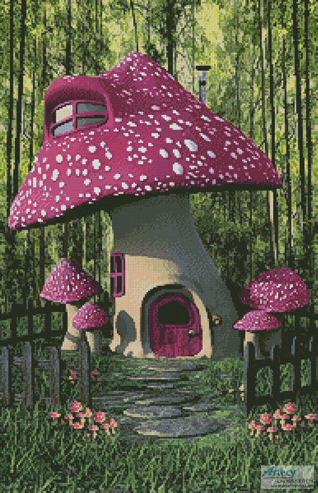 (image for) Mushroom Home - (Facebook Group) Cross Stitch Chart