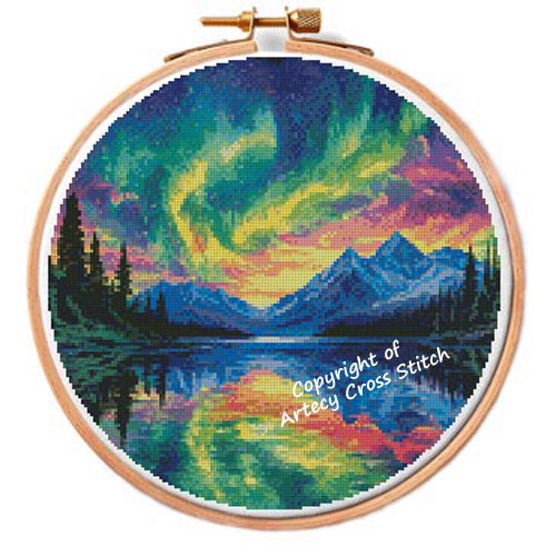 (image for) Northern Lights Hoop 1 - Cross Stitch Chart @