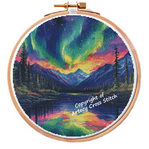 (image for) Northern Lights Hoop 4 - Cross Stitch Chart @