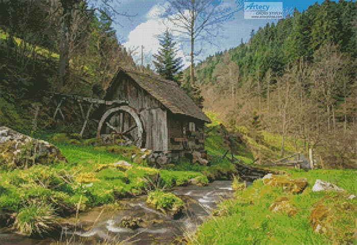 (image for) Old Mill, Black Forest, Germany - Cross Stitch Chart
