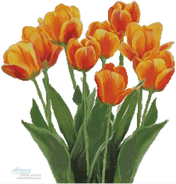 (image for) Orange Tulips - Cross Stitch Chart