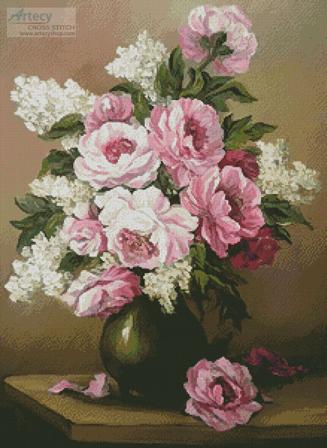 (image for) Peony and Lilac - Cross Stitch Chart