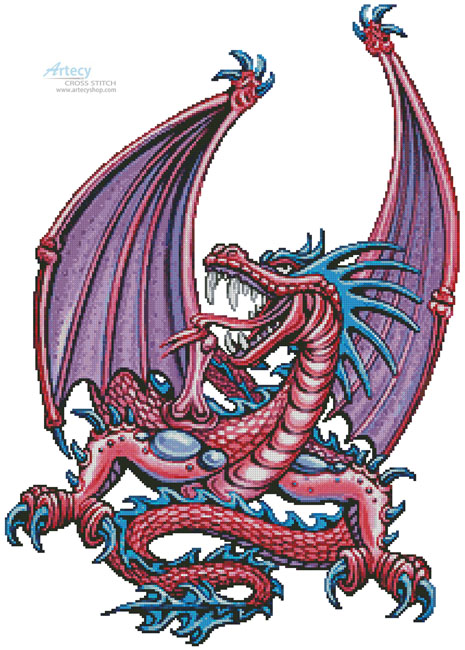 (image for) Pink Dragon - Cross Stitch Chart